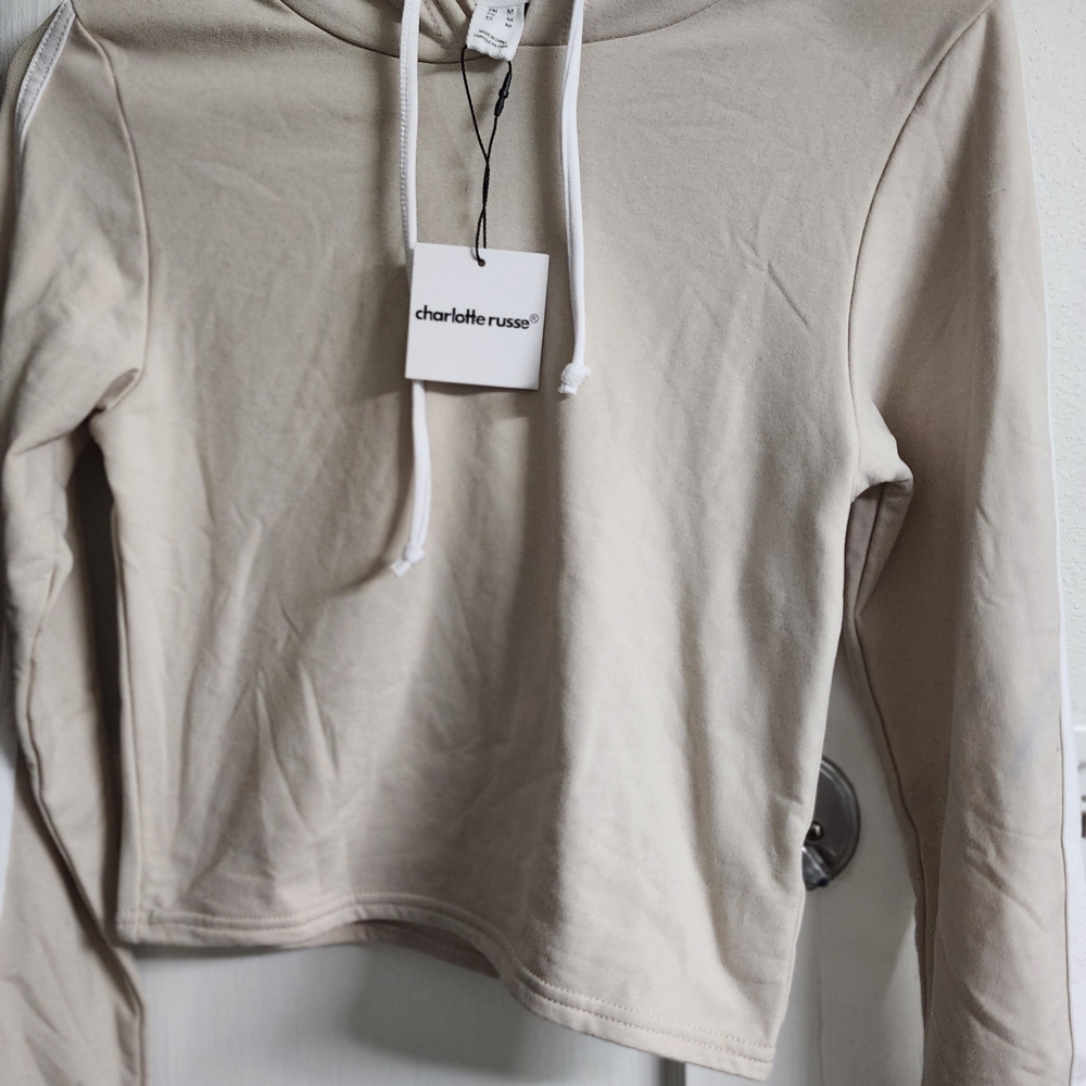 Charlotte Russe Beige Hoodie Sweatshirt